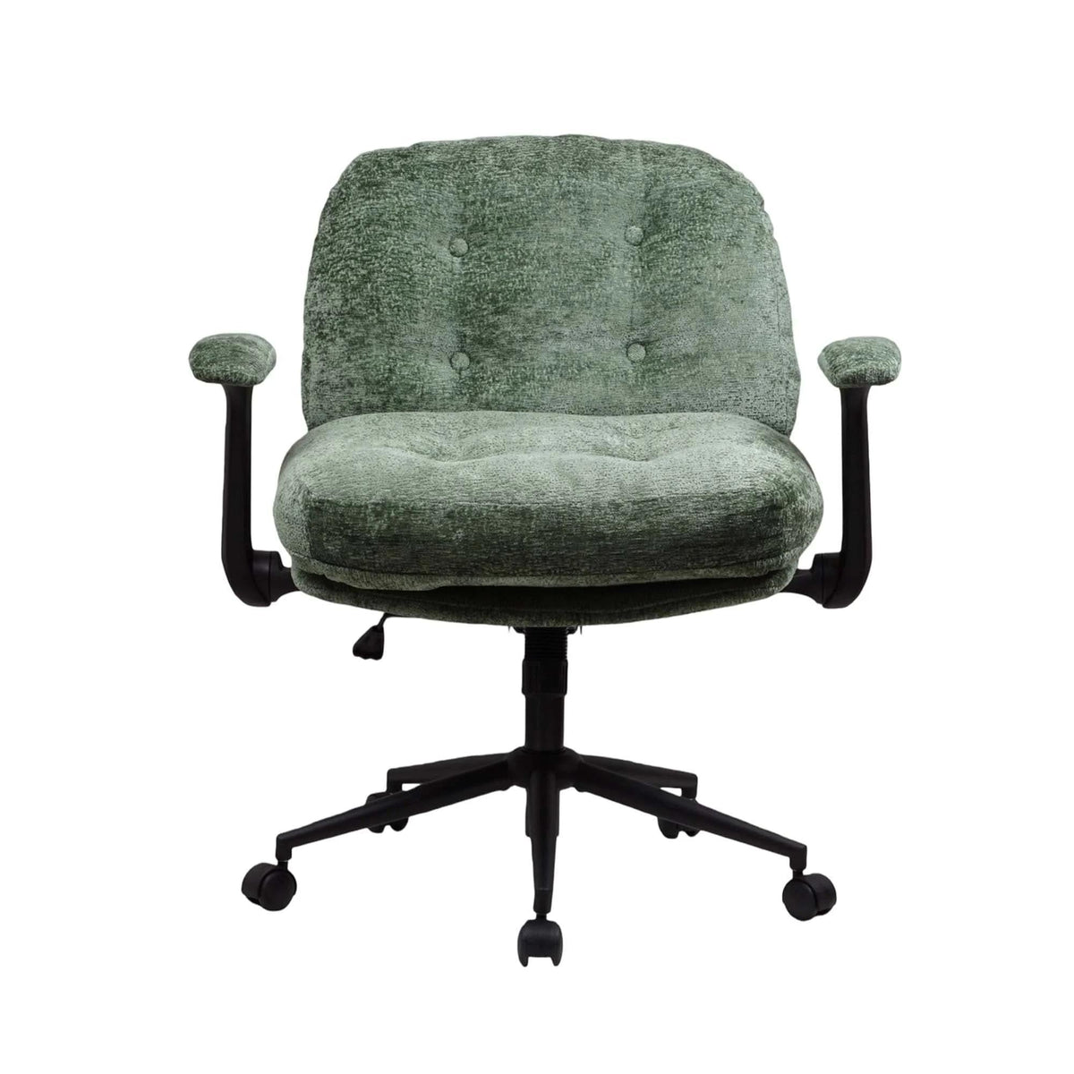 Green Velvet-Like Chenille Swivel Desk Chair with Armrests