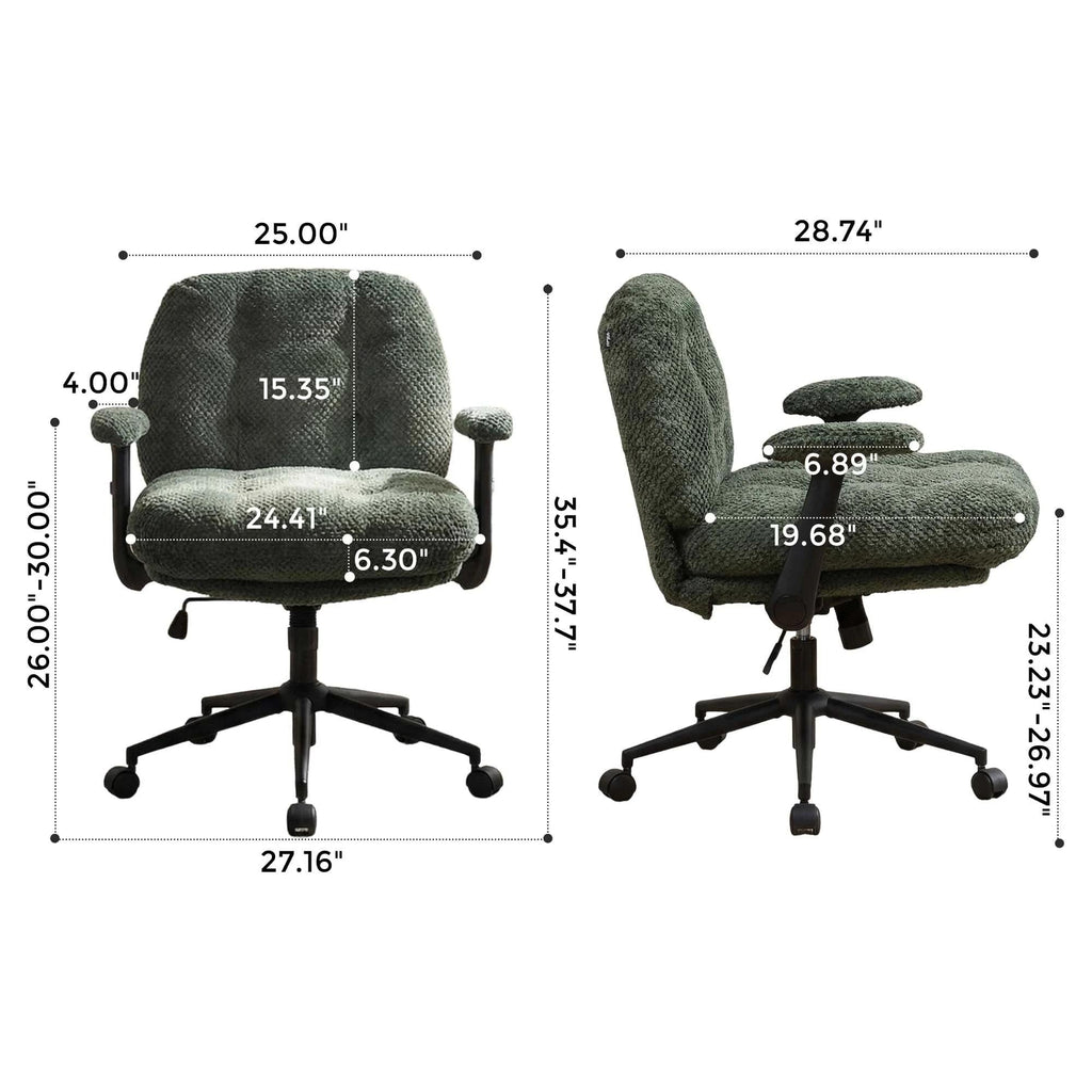 Green Pineapple Textured Chenille Swivel Desk Chair