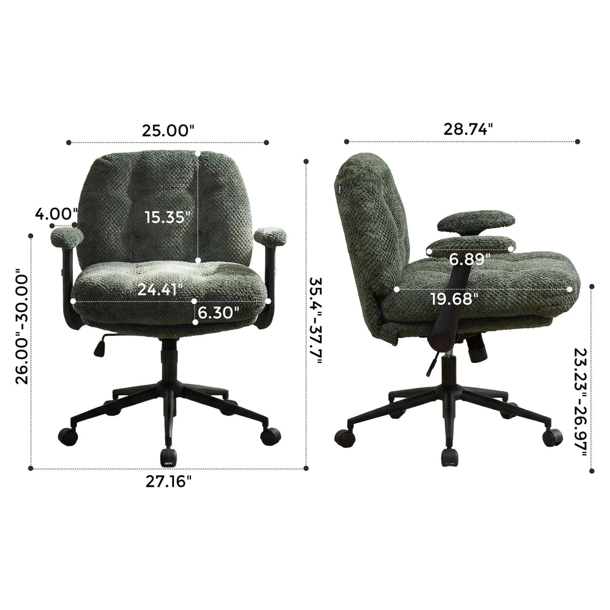 Green Pineapple Textured Chenille Swivel Desk Chair