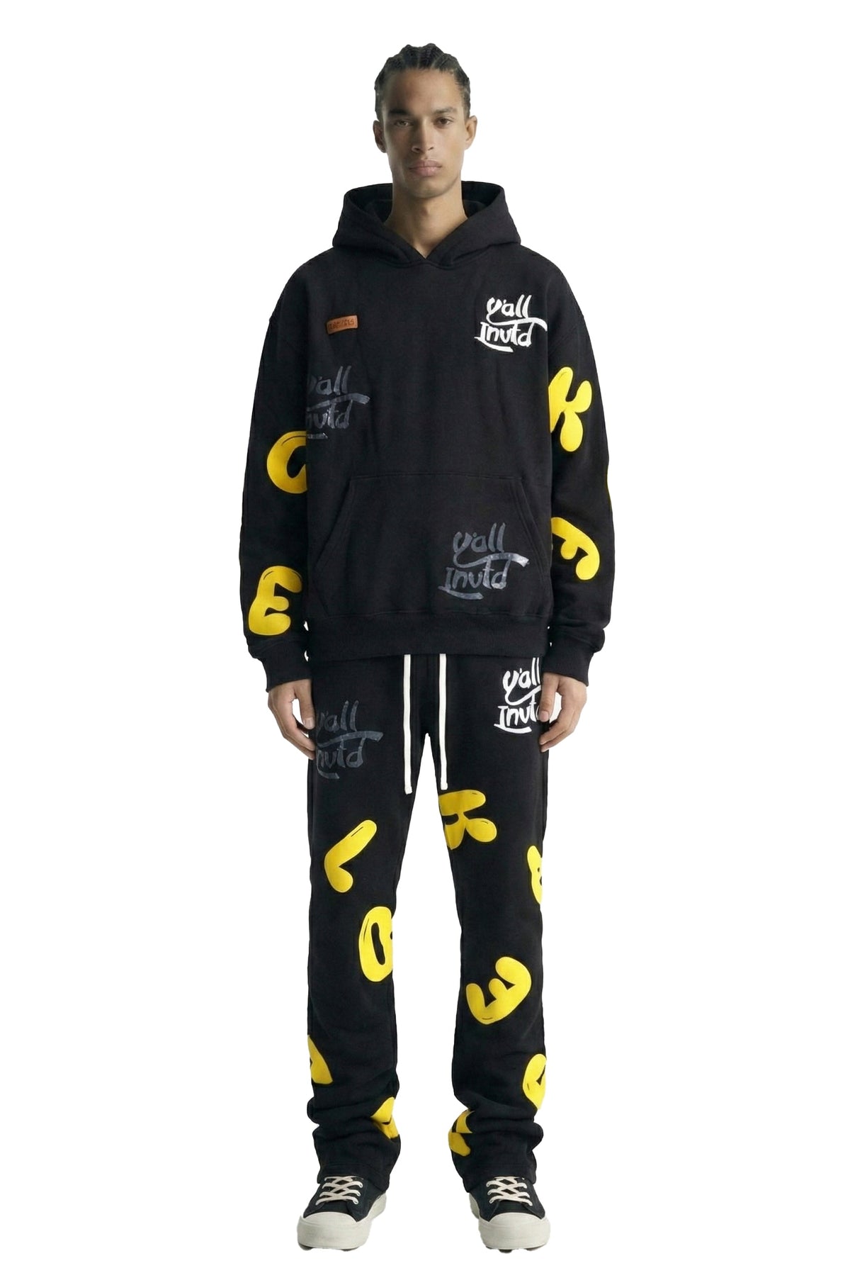 RIZA Heavy weight brushed graphic pullover hoodie