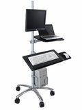 DVC04-F Rolling Pole Computer Workstation - Sit to Stand - Height Adjustable