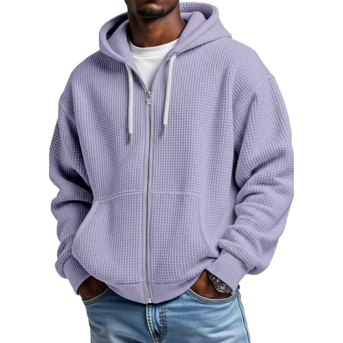 Cross-Border European And American New Heavyweight Long-Sleeved Hooded Jacket For Men Solid Color Loose Trendy Men's Sports Casual Sweatshirt For Men