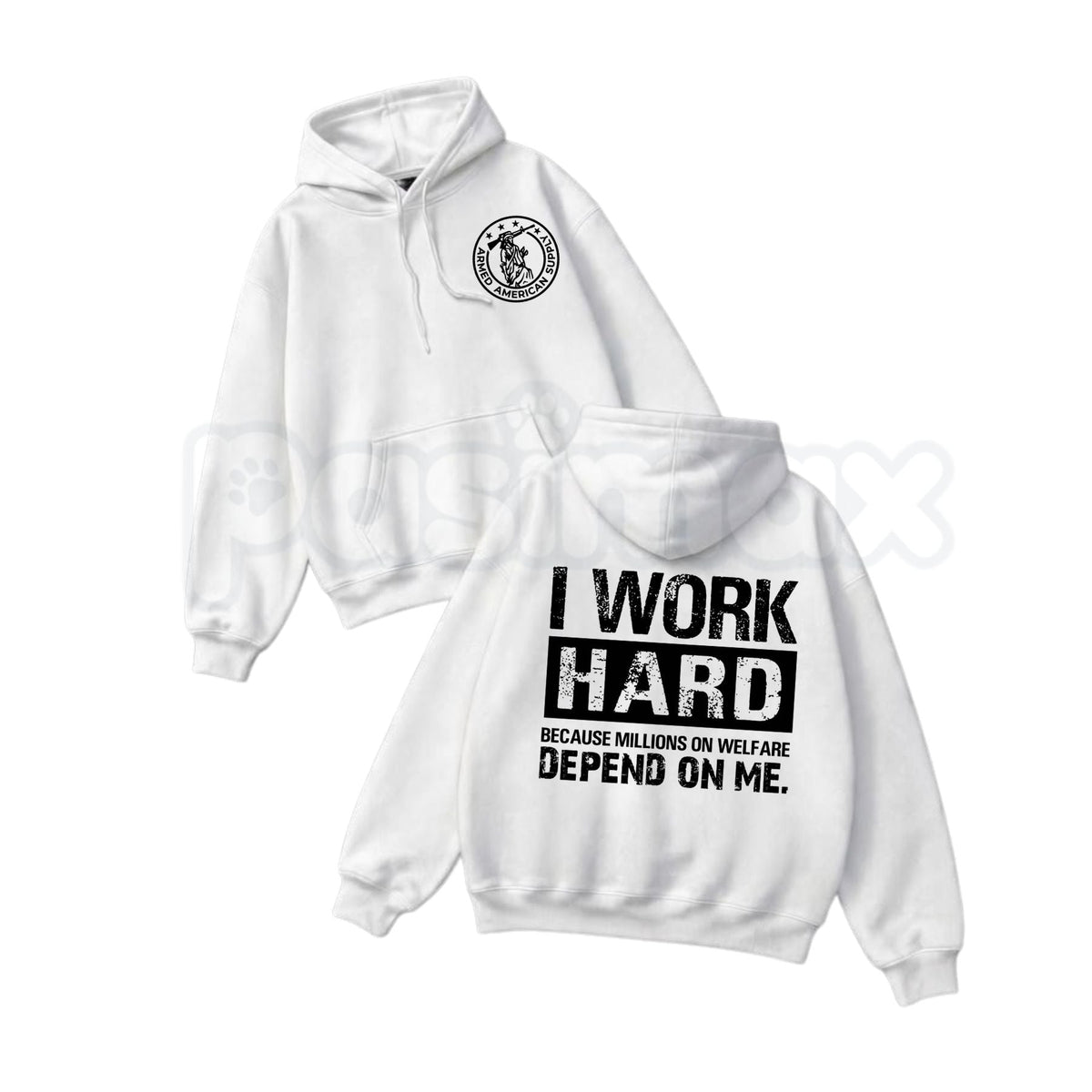 I Work Hard Millions On Welfare Depend On Me Sarcastic Hoodie – Funny Blue Collar Graphic Pullover, Sarcastic Work Humor Sweatshirt, Unisex Heavy Blend