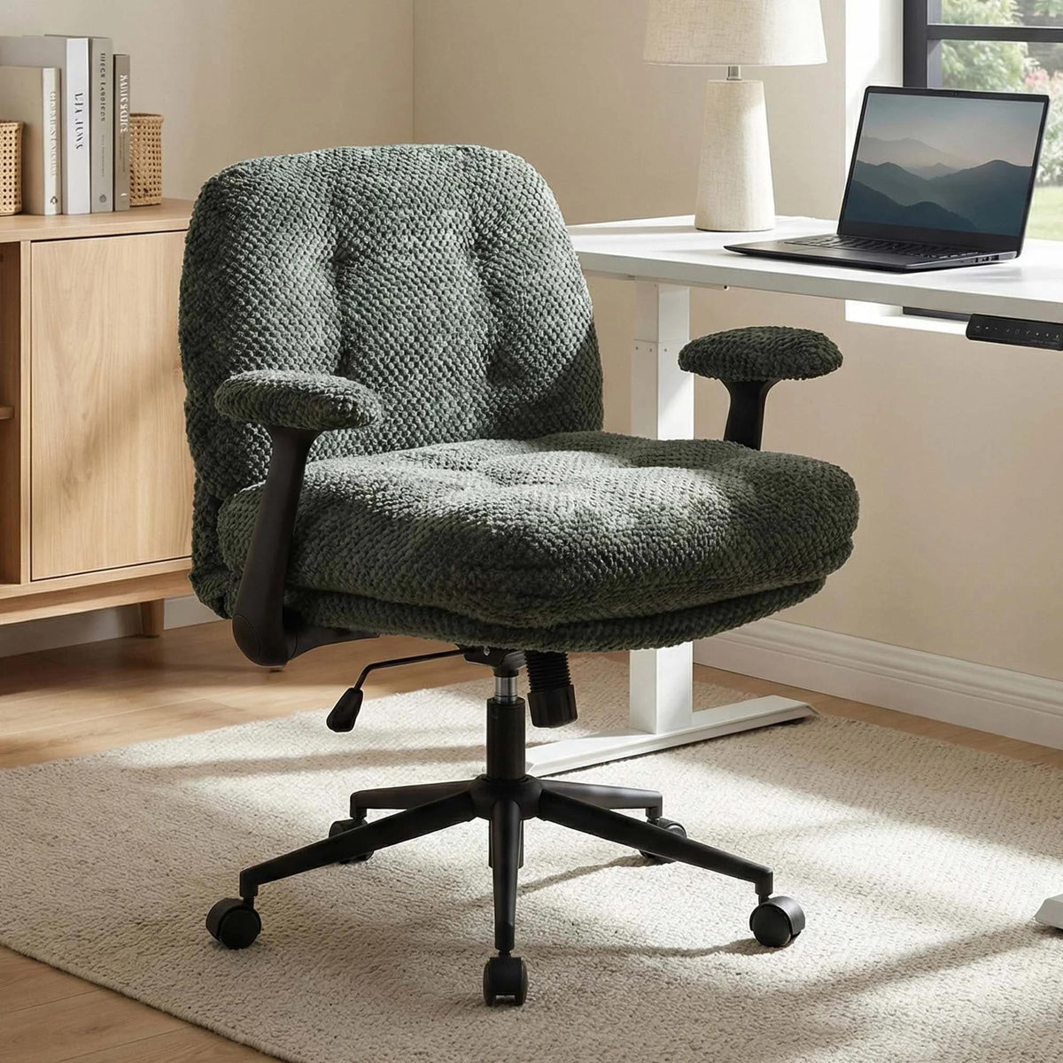 Green Pineapple Textured Chenille Swivel Desk Chair