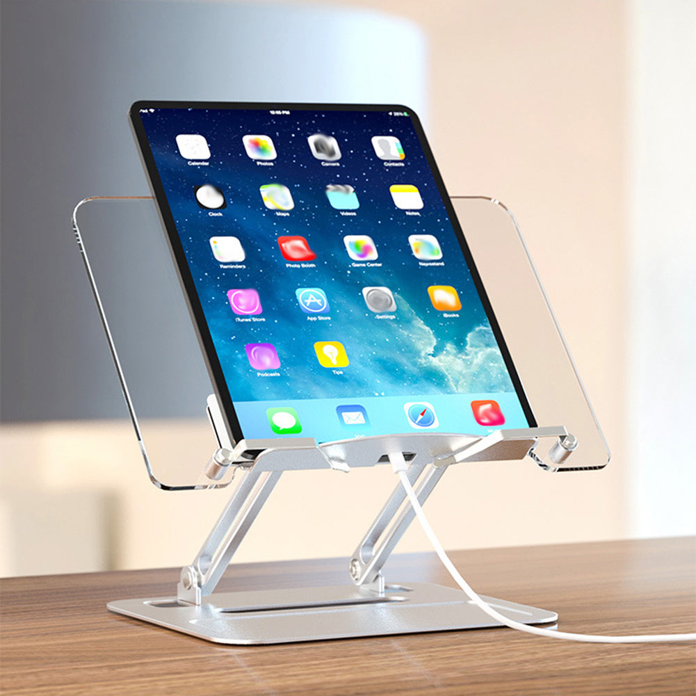 Book Stand For Reading Height Adjustable Book Holder Hands Free Folding Reading Stand Aluminium Alloy Base For Displaying Cookbook Sheet Music Laptop Silver (acrylic aluminum base)