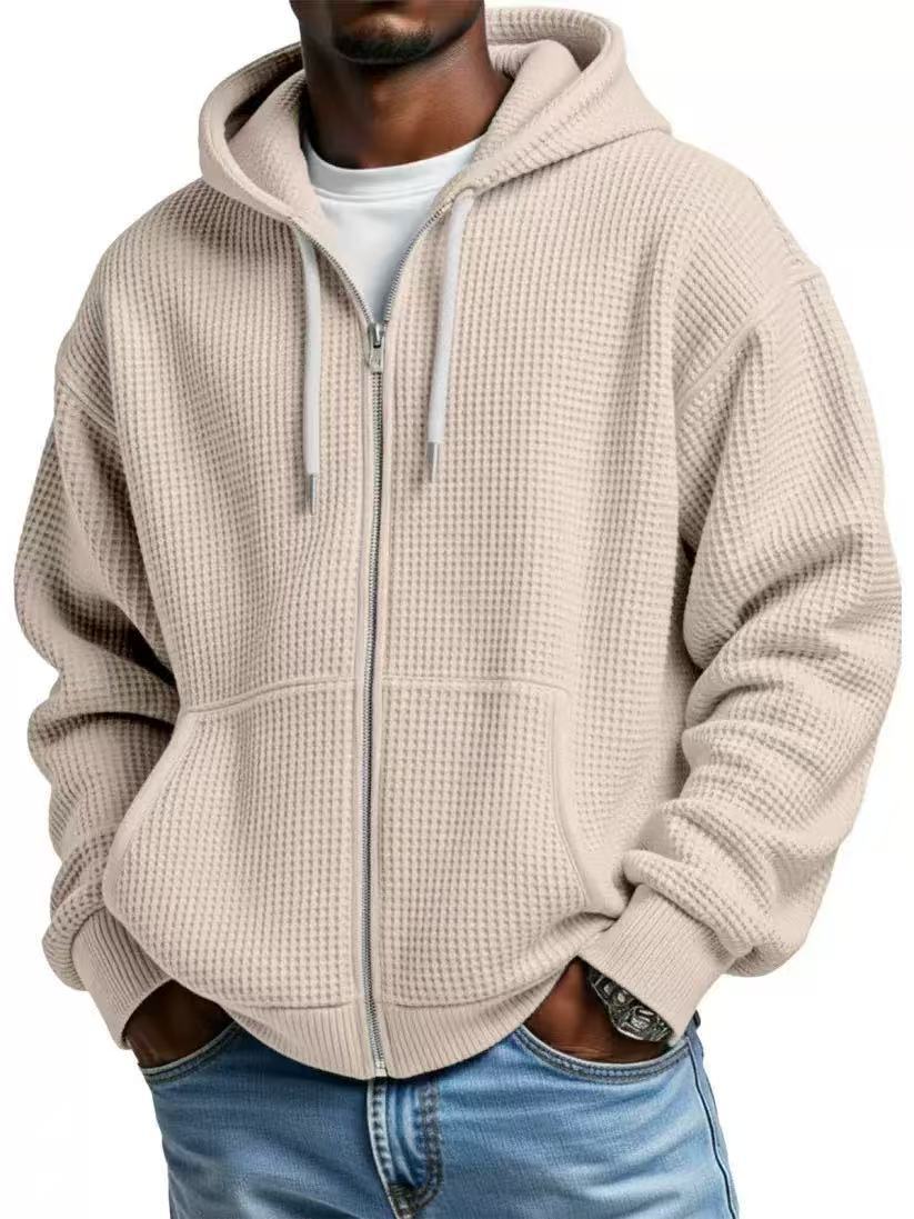 Cross-Border European And American New Heavyweight Long-Sleeved Hooded Jacket For Men Solid Color Loose Trendy Men's Sports Casual Sweatshirt For Men