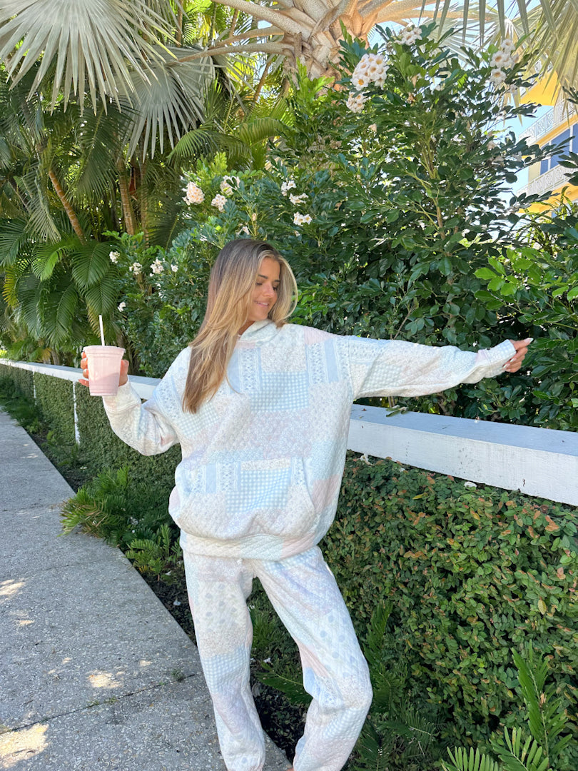 Shades Of Blue Quilted Pastel Hoodie