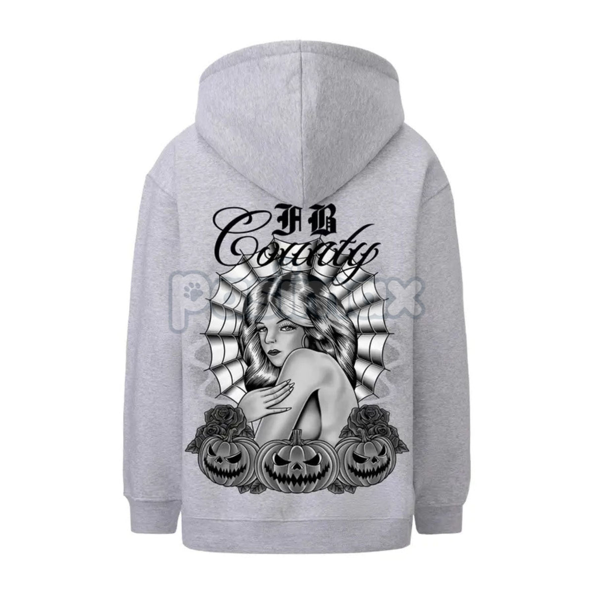 FB County Heavyweight Oversized Halloween Graphic Hoodie – Pullover Streetwear, Unisex Fall Apparel