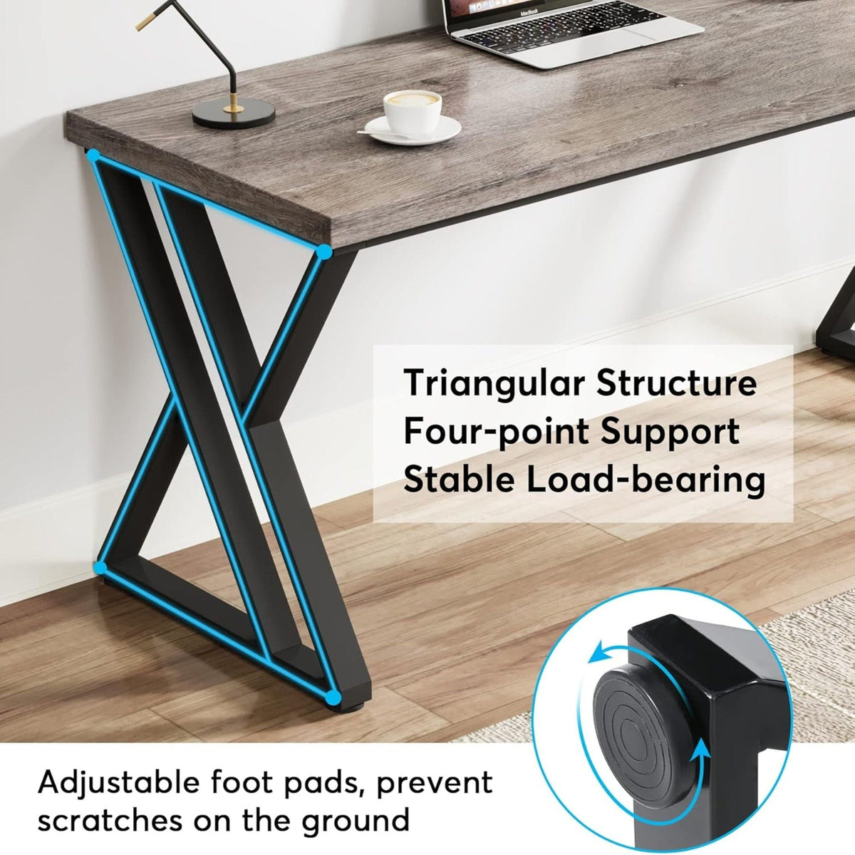 Writing Desk With Z-Shaped Legs - 55" Desktop, Steel Frame