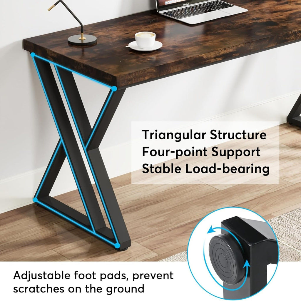Writing Desk With Z-Shaped Legs - 55" Desktop, Steel Frame