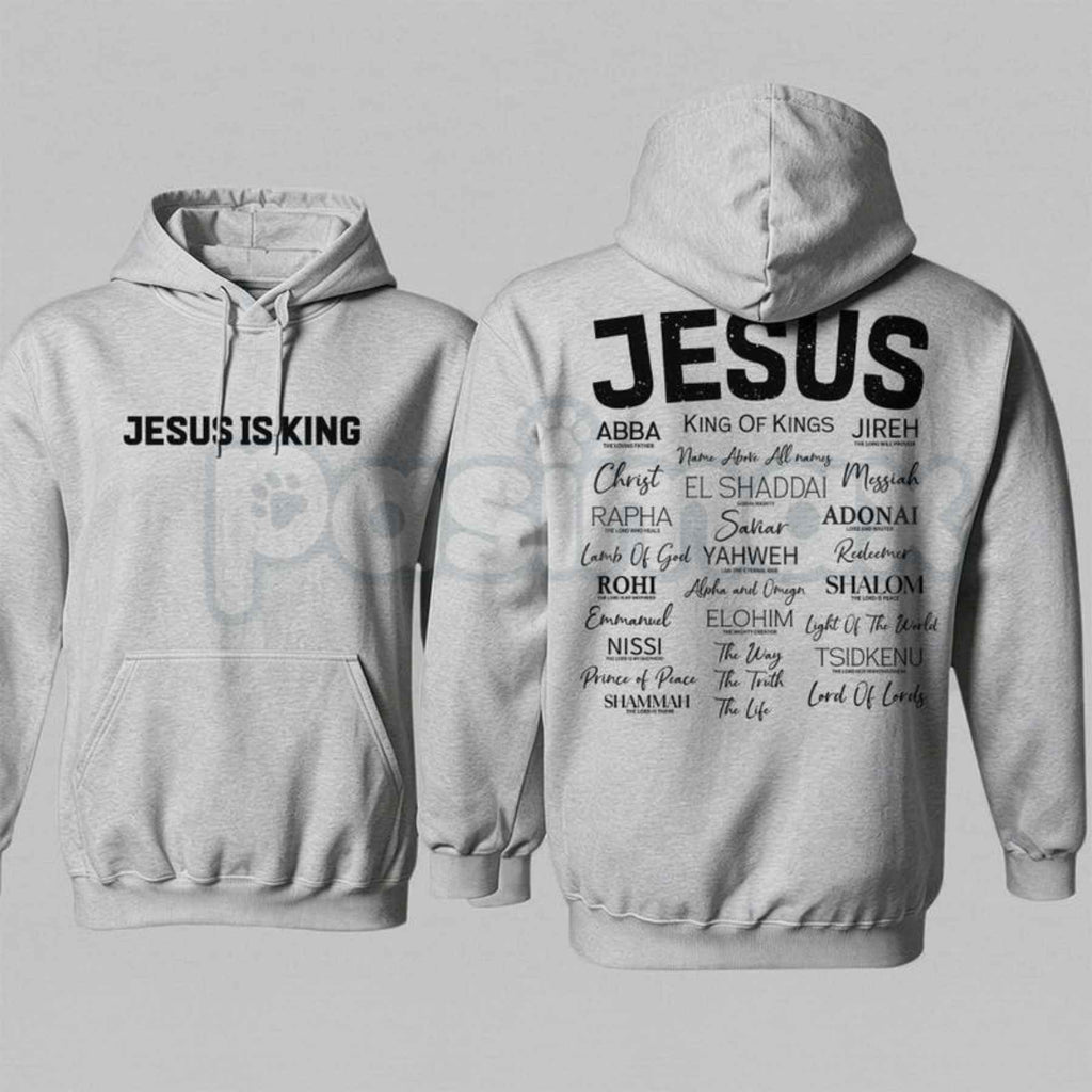 JESUS IS KING Gothic Hoodie – Vintage Christian Faith Graphic Pullover, Heavyweight Religious Streetwear Sweatshirt, Unisex Heavy Blend