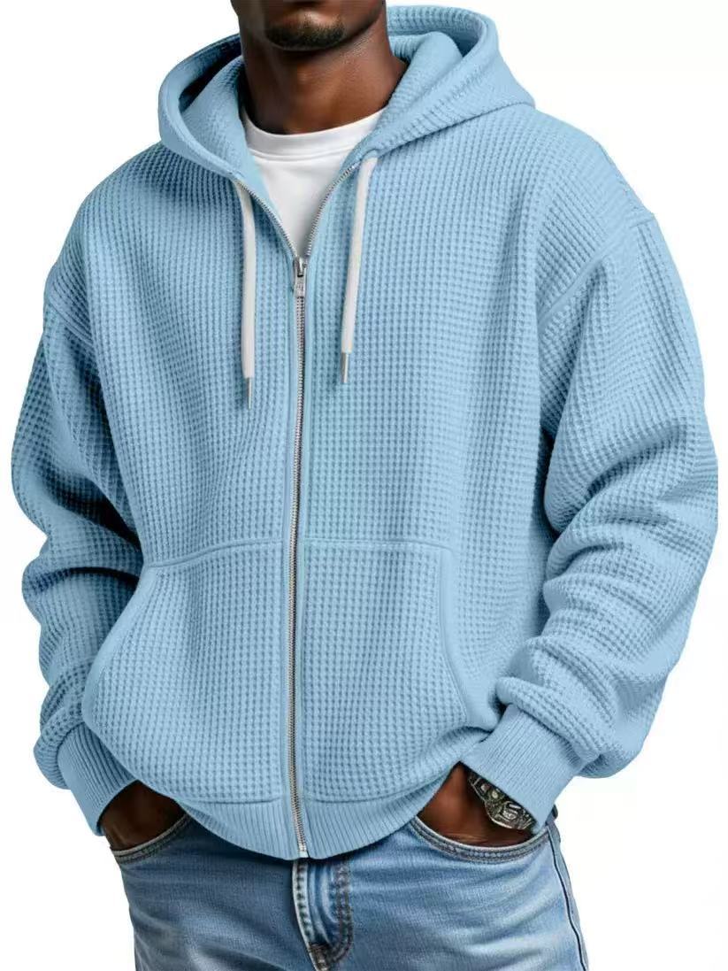 Cross-Border European And American New Heavyweight Long-Sleeved Hooded Jacket For Men Solid Color Loose Trendy Men's Sports Casual Sweatshirt For Men
