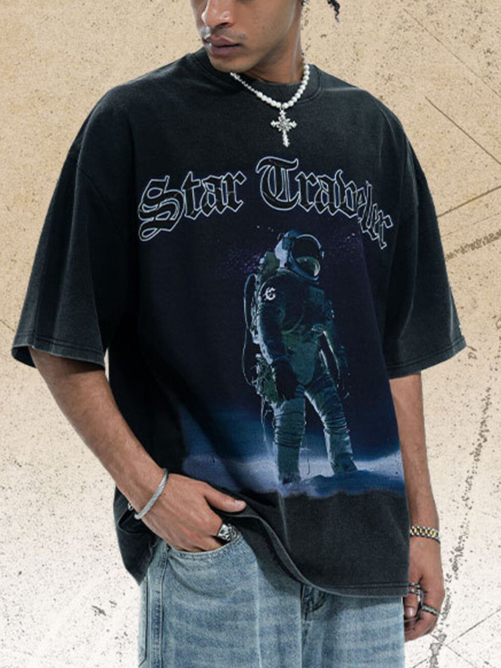 Men's Star Traveler Graphic Oversized T-Shirt