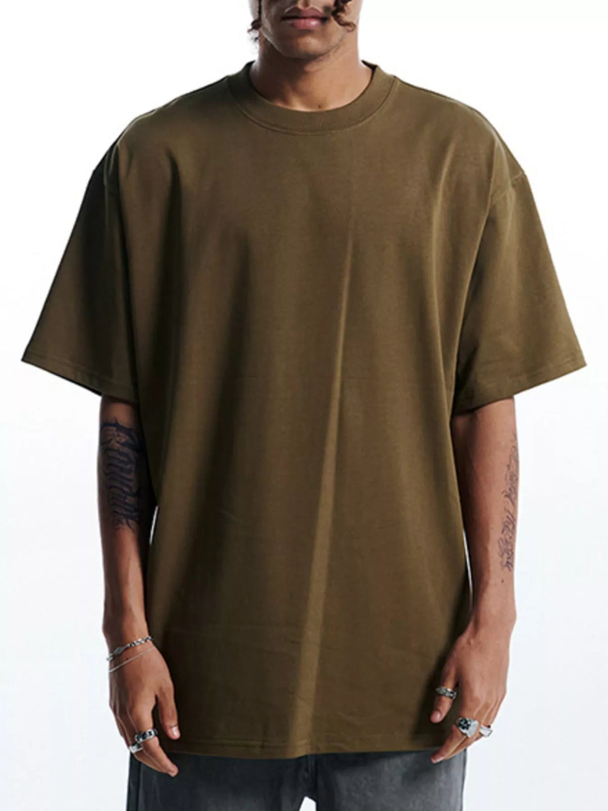 Men's Round Neck Oversized Cotton T-Shirt
