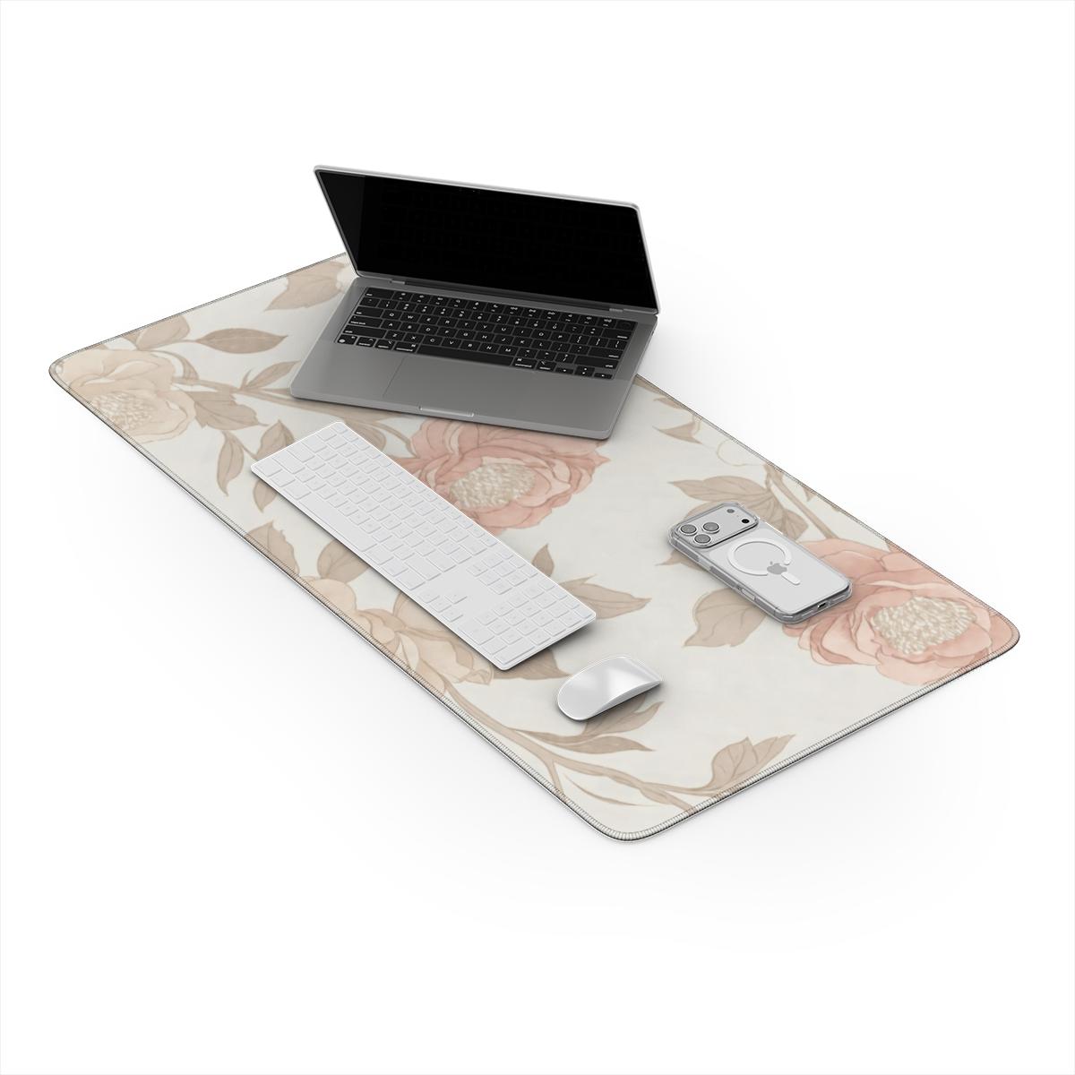 Vintage Rose Desk Mat — Soft Botanical Mouse Pad for Aesthetic Workspaces