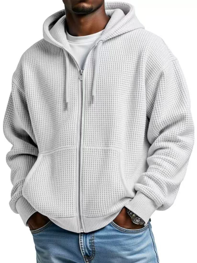 Cross-Border European And American New Heavyweight Long-Sleeved Hooded Jacket For Men Solid Color Loose Trendy Men's Sports Casual Sweatshirt For Men