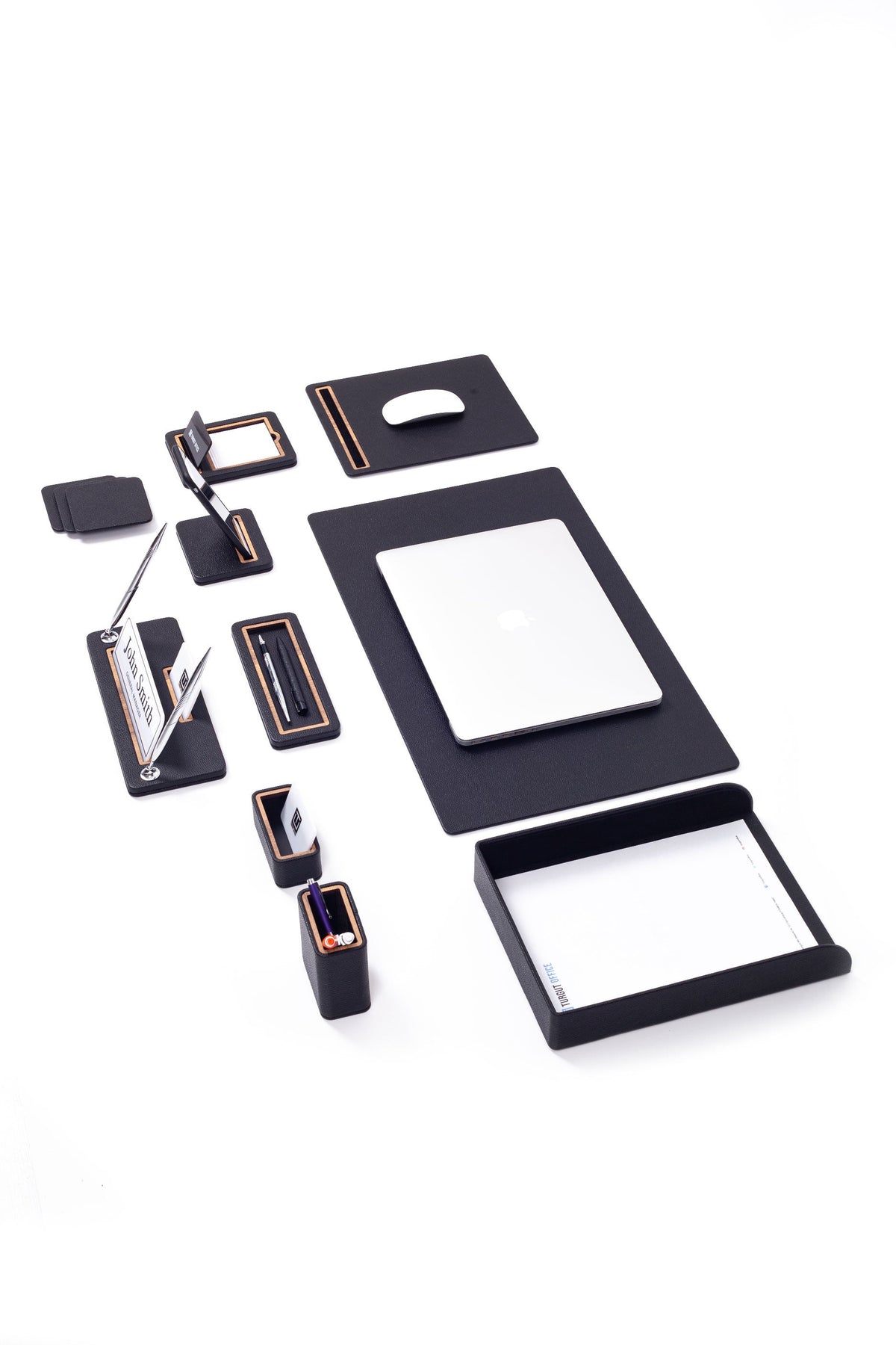 Capella Leather Desk Set 10 Pieces With Single Document Shelf