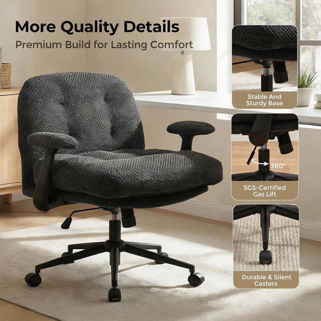 Black Pineapple Textured Chenille Swivel Desk Chair