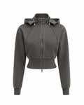 Vintage Washed Cropped Fleece Hoodie for Women