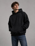 Worn-In Drop Shoulder Distressed Hoodie Black