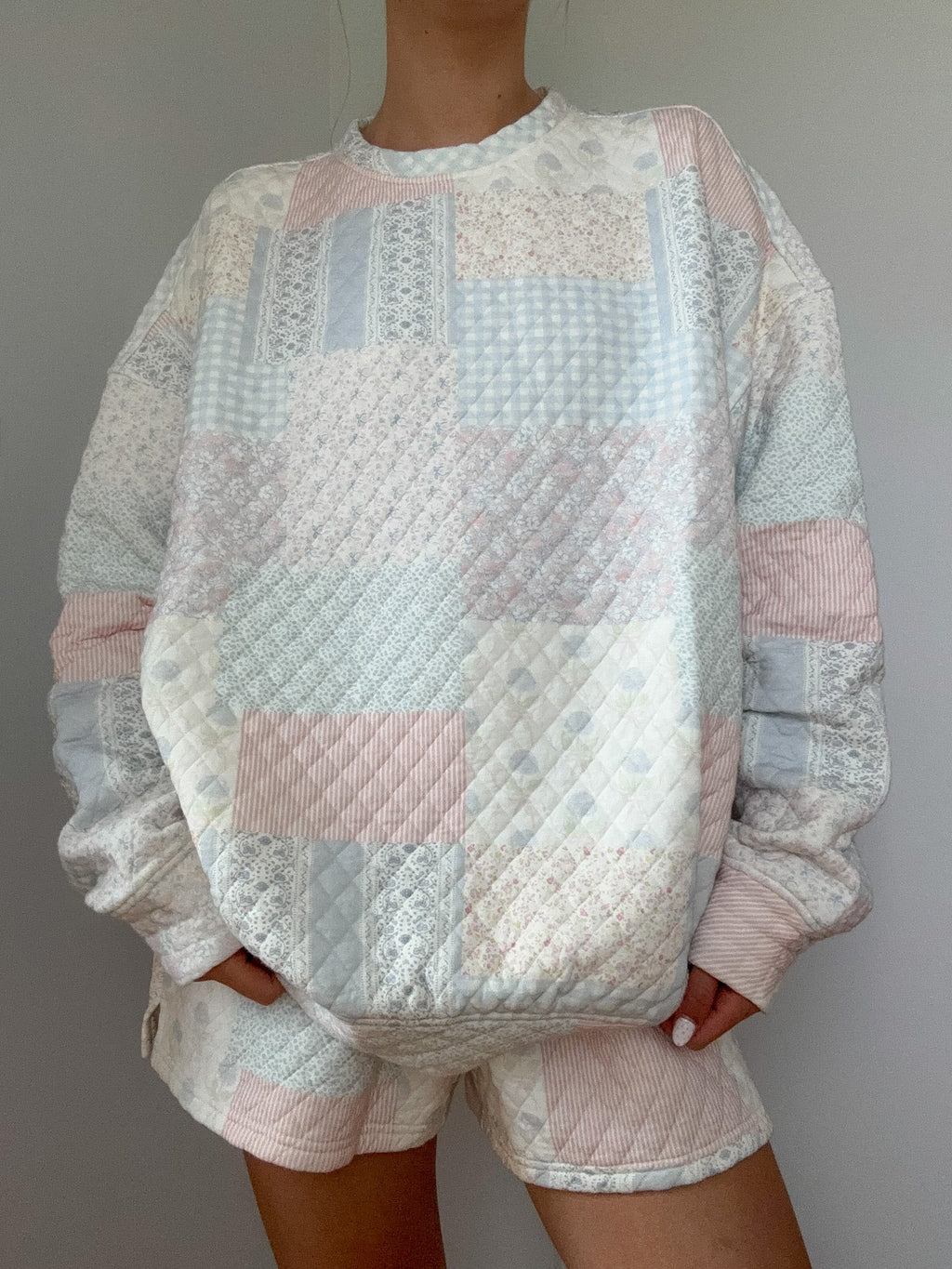 Shades Of Blue Quilted Pastel Sweatshirt