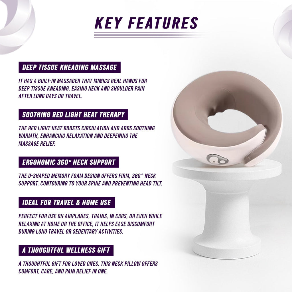 Multi-Purpose Heated Memory Foam Neck Massage Pillow