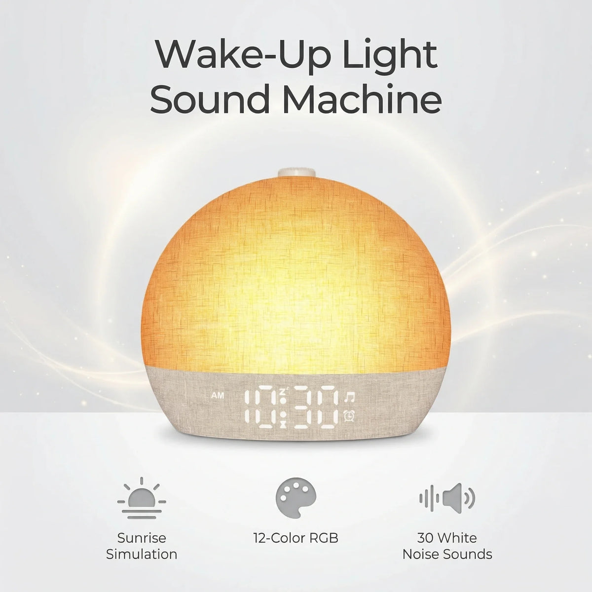 Sunrise Alarm Clock,White Noise Sound Machine Wake Up Light,30 Soothing Sounds,Dimmable Night Light for Heavy Sleeper Ideal Gift