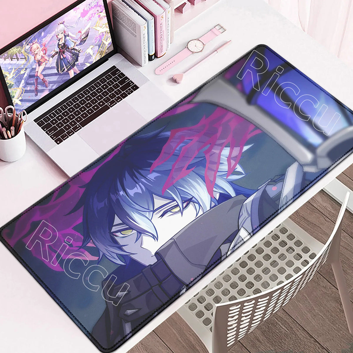 New Cool Wallpaper Genshin Impact Flins Mousepads Computer Gaming Lock Edge Laptop PC Desk Mat Natural Rubber Keyboard Mouse Pad