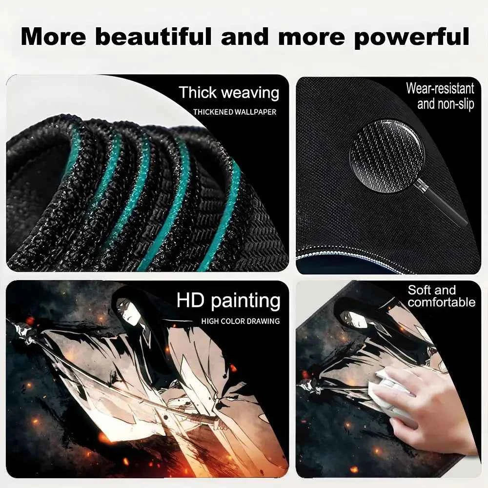 Large Mouse Pad black white Anime BLEACH Mause Mats Gaming Accessories Office Gamer Keyboard Desk Mat Unohana Retsu Mousepad