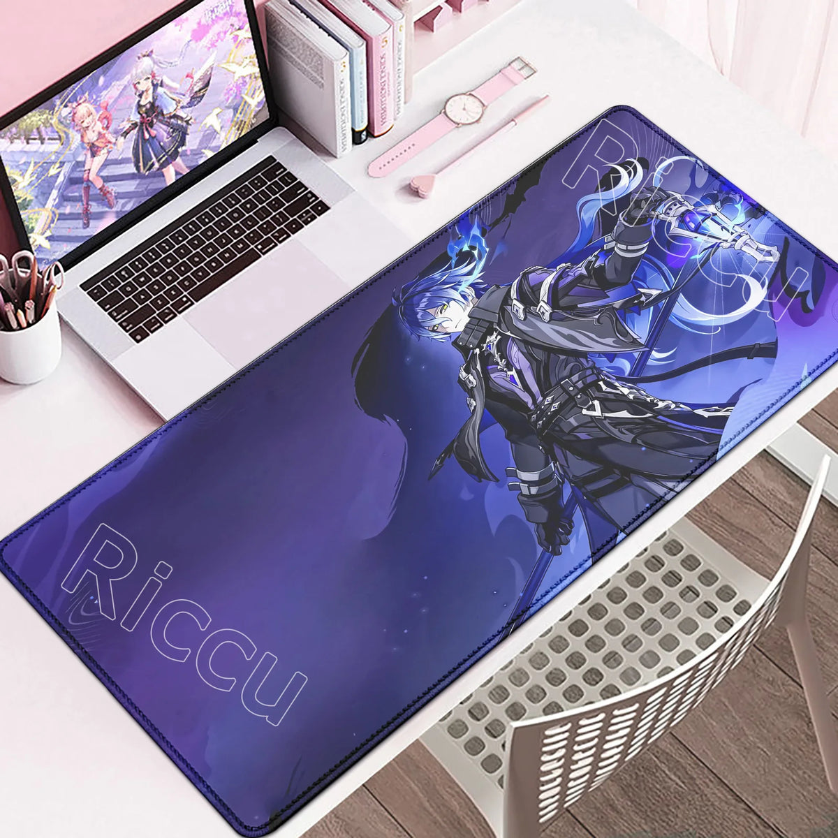 New Cool Wallpaper Genshin Impact Flins Mousepads Computer Gaming Lock Edge Laptop PC Desk Mat Natural Rubber Keyboard Mouse Pad