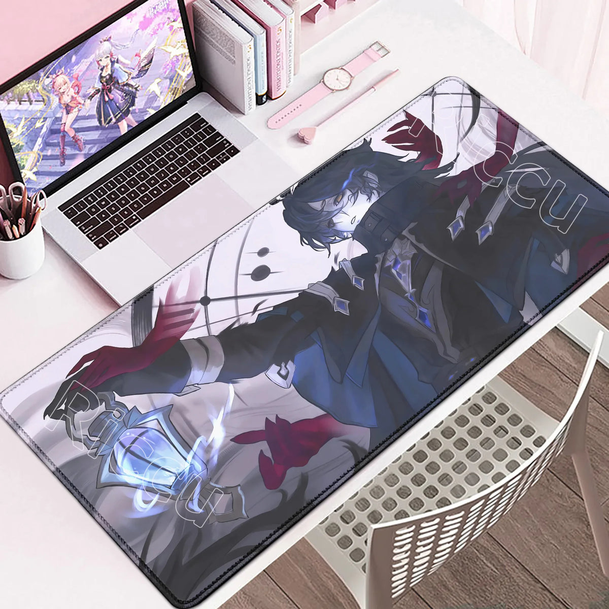 New Cool Wallpaper Genshin Impact Flins Mousepads Computer Gaming Lock Edge Laptop PC Desk Mat Natural Rubber Keyboard Mouse Pad