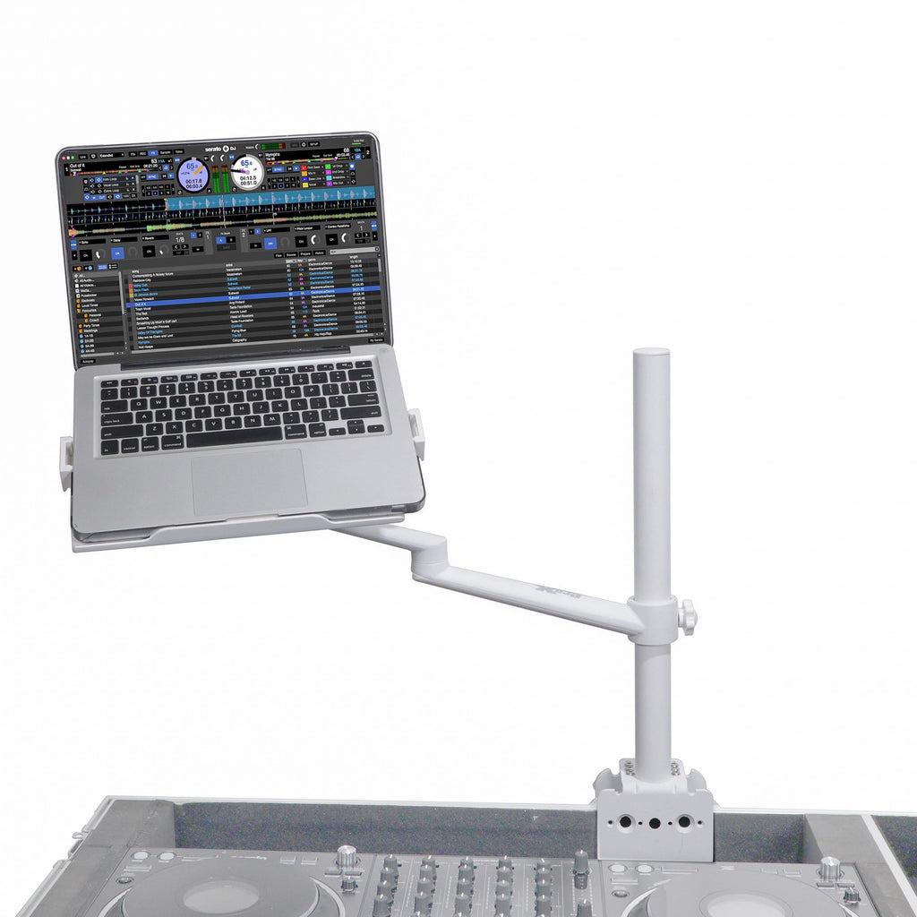 ProX X-FLEXARMWH - White Adjustable Arm Mount Mount Stand For 12-17" Laptop,VESA 75X75 and 100X100 fit 17-32" Monitor, For DJ Flight Case/Table