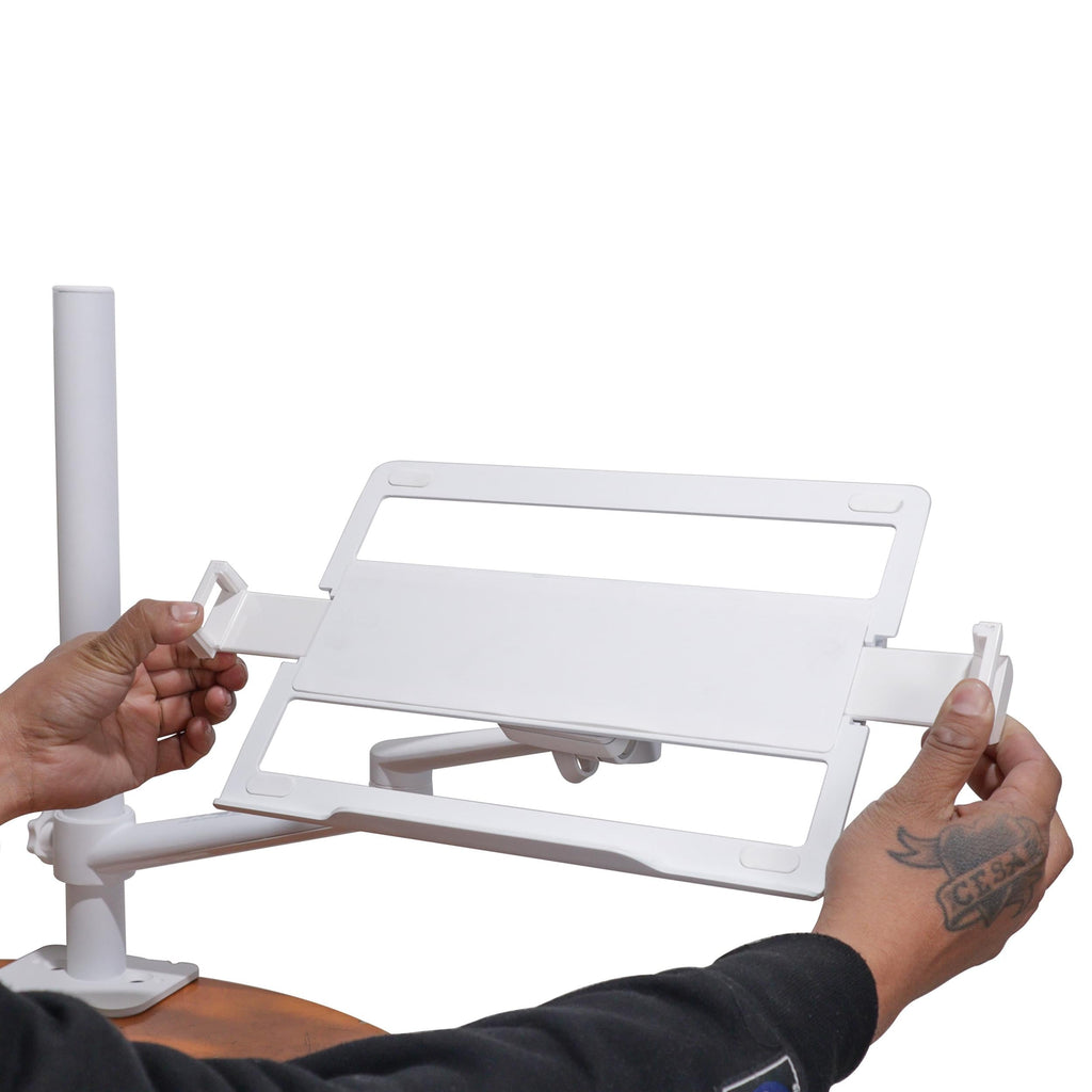 ProX X-FLEXARMWH - White Adjustable Arm Mount Mount Stand For 12-17" Laptop,VESA 75X75 and 100X100 fit 17-32" Monitor, For DJ Flight Case/Table
