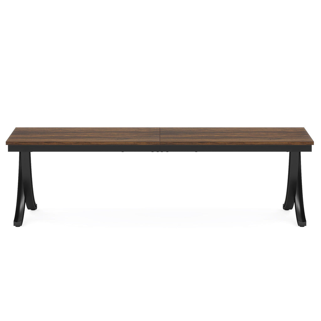 Extra Long 2 Person Desk With X Legs - Brown / Black