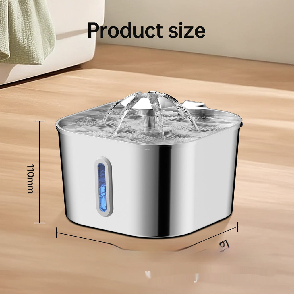 2.2L Stainless Steel Pet Cat Water Fountain Dogs And Cats Water Feeder