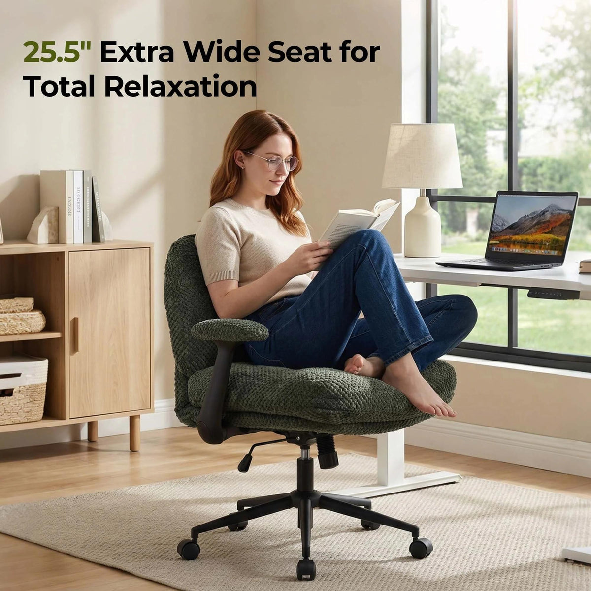 Green Pineapple Textured Chenille Swivel Desk Chair