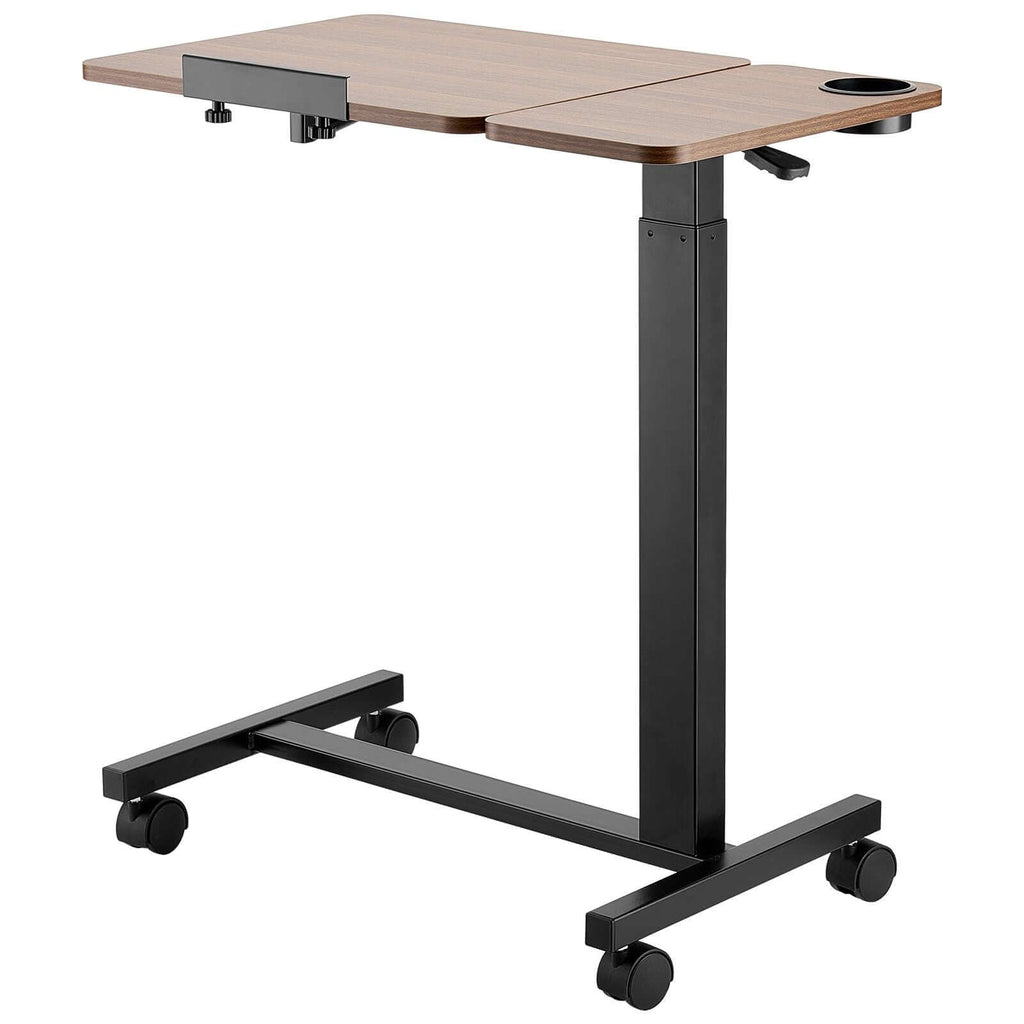 Portable Overbed Desk with Height & Angle Adjustments - Rolling Laptop Table with Cup Holder for Study & Work