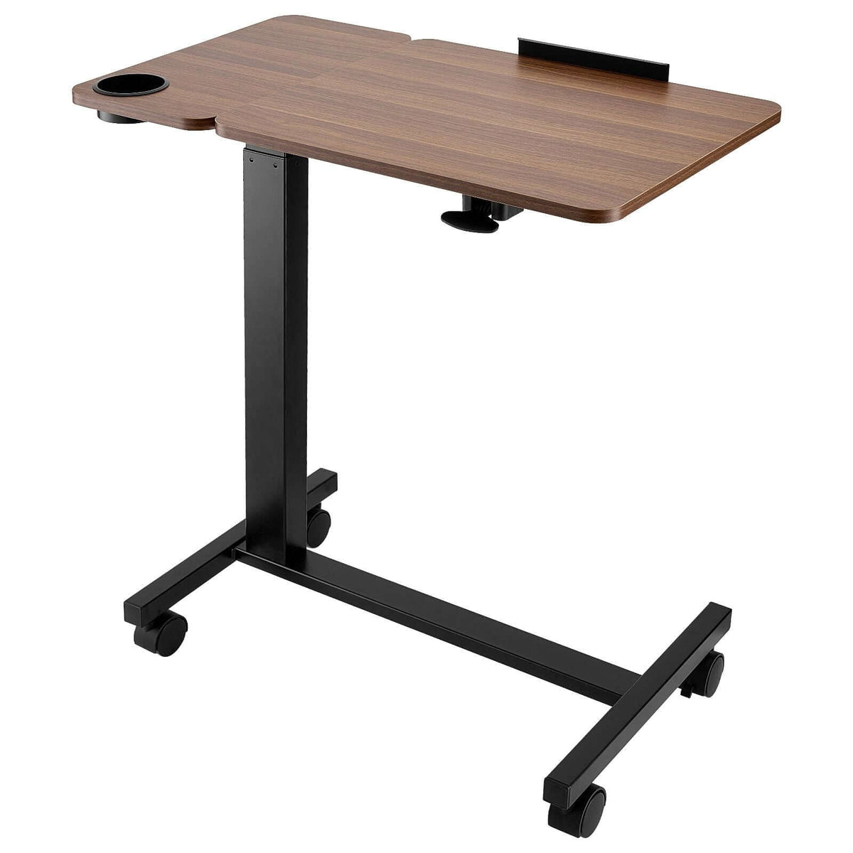 Portable Overbed Desk with Height & Angle Adjustments - Rolling Laptop Table with Cup Holder for Study & Work