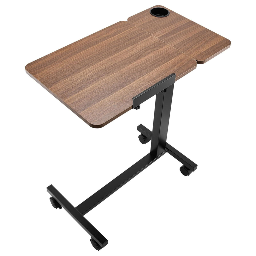 Portable Overbed Desk with Height & Angle Adjustments - Rolling Laptop Table with Cup Holder for Study & Work