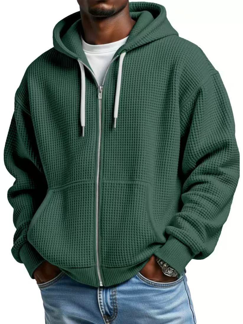 Cross-Border European And American New Heavyweight Long-Sleeved Hooded Jacket For Men Solid Color Loose Trendy Men's Sports Casual Sweatshirt For Men