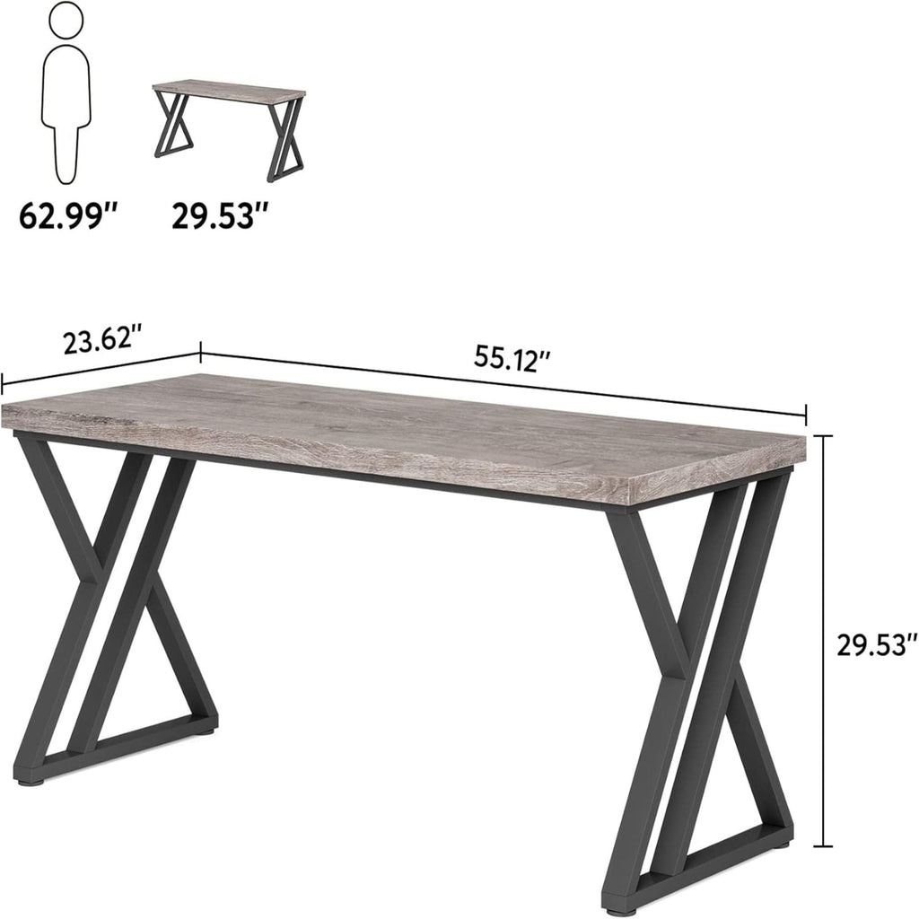Writing Desk With Z-Shaped Legs - 55" Desktop, Steel Frame