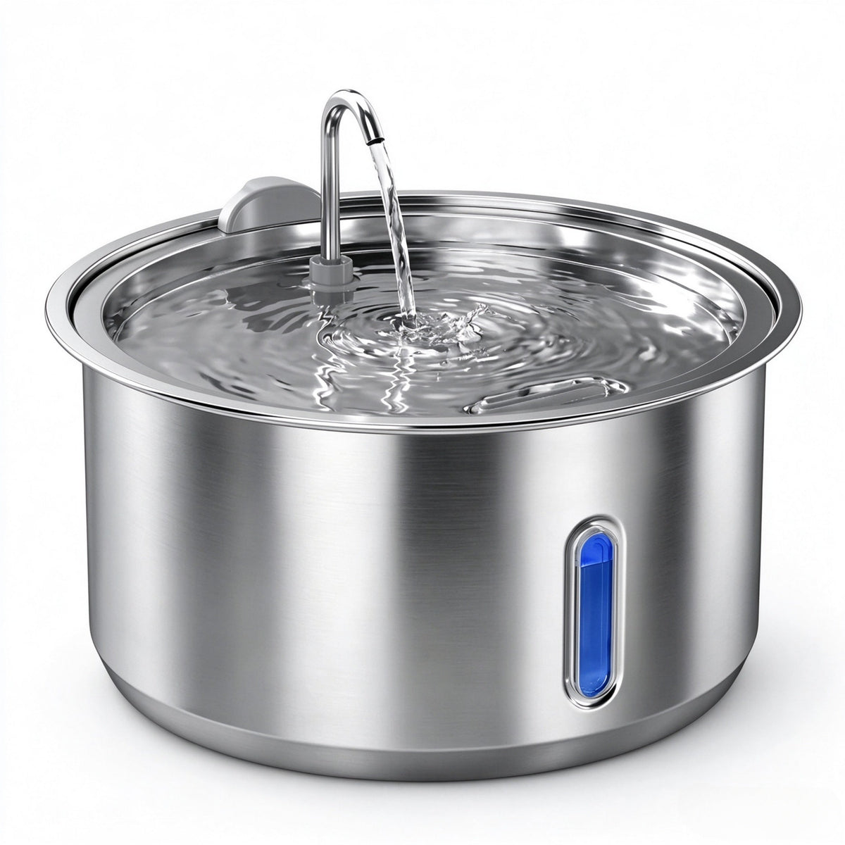 Large Capacity Stainless Steel Cat Water Fountain, 4-Stage Filtration, Ultra Quiet Pump, Silver