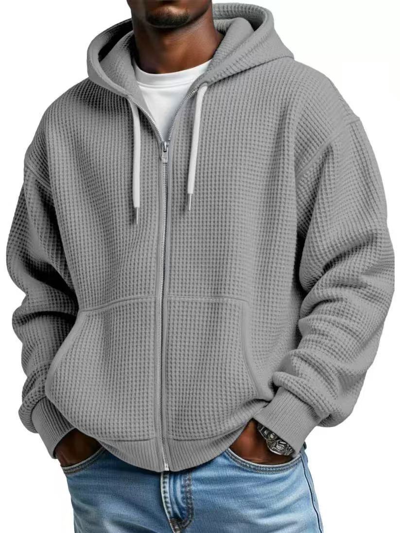 Cross-Border European And American New Heavyweight Long-Sleeved Hooded Jacket For Men Solid Color Loose Trendy Men's Sports Casual Sweatshirt For Men