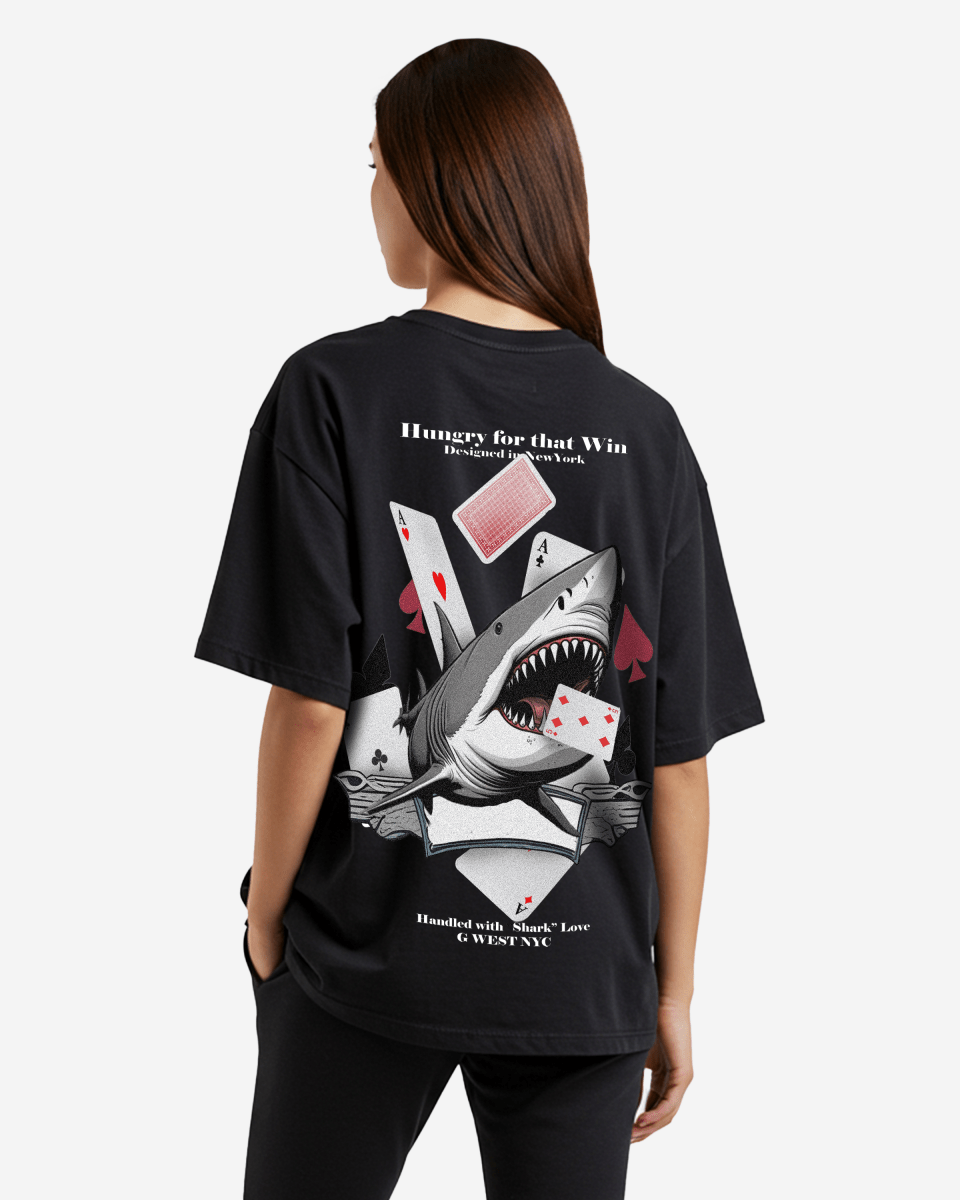 G West Womens Oversized Spade Of Sharks T Shirt