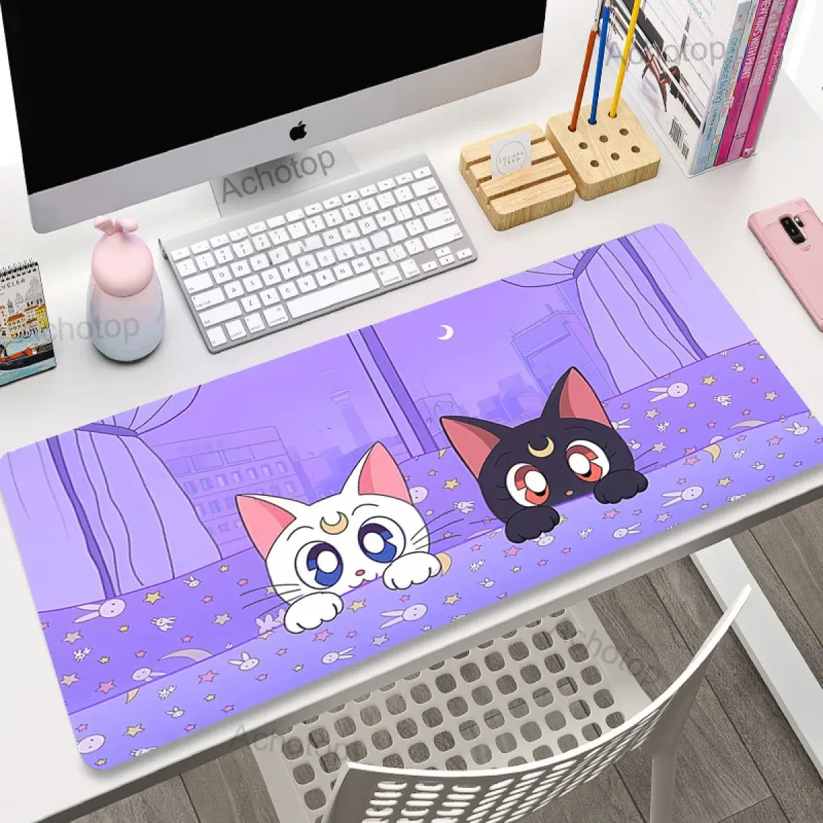 Kawaii Office Desk Mat - Adorned with Cute Cat Designs