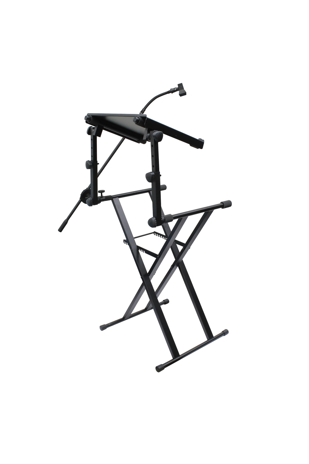 Odyssey LTBXS2MTCP - X-Stand Combo Pack Dual Tier Heavy-Duty Folding Stand with Microphone Boom and Laptop/Gear Shelf