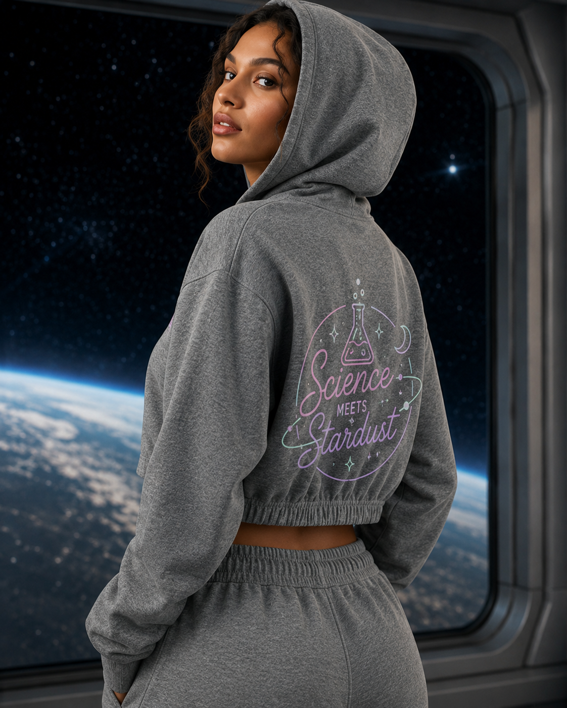 Science Meets Stardust™ Women's Boxy Quarter-Zip Hoodie
