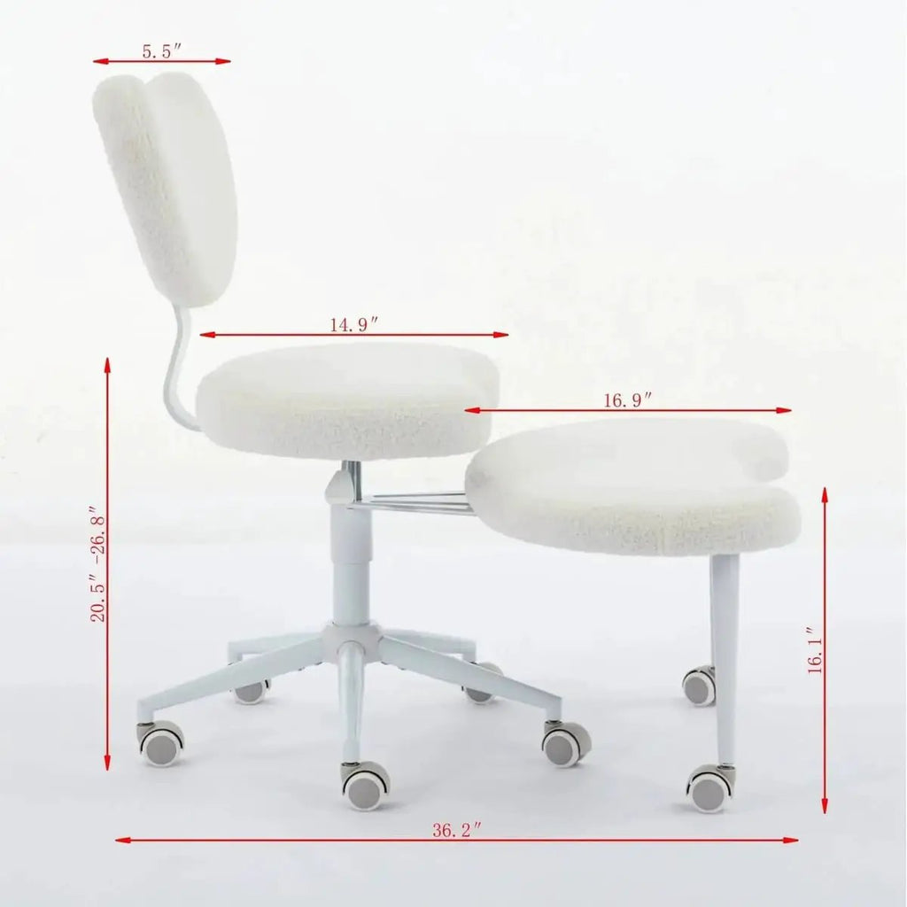 Pink Cross-Legged Meditation Desk Chair with Lumbar Support