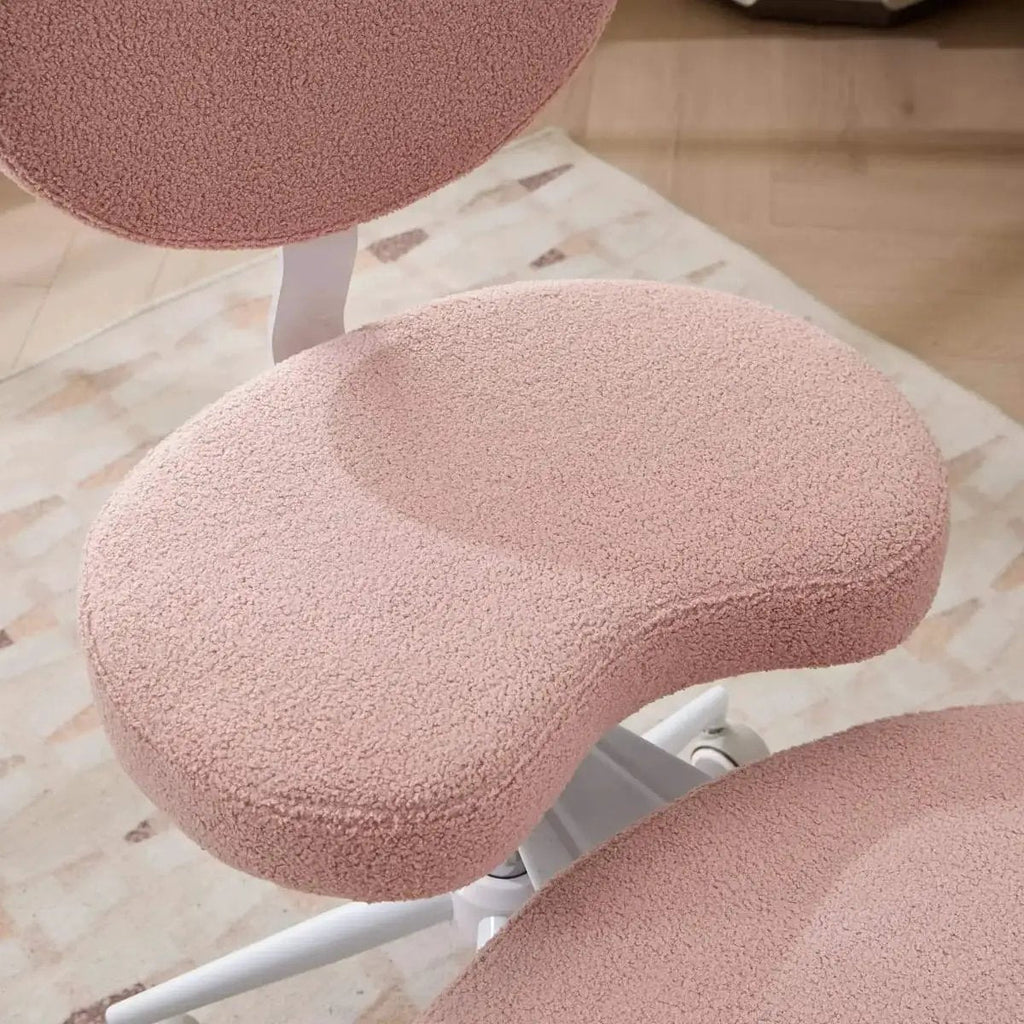 Pink Cross-Legged Meditation Desk Chair with Lumbar Support