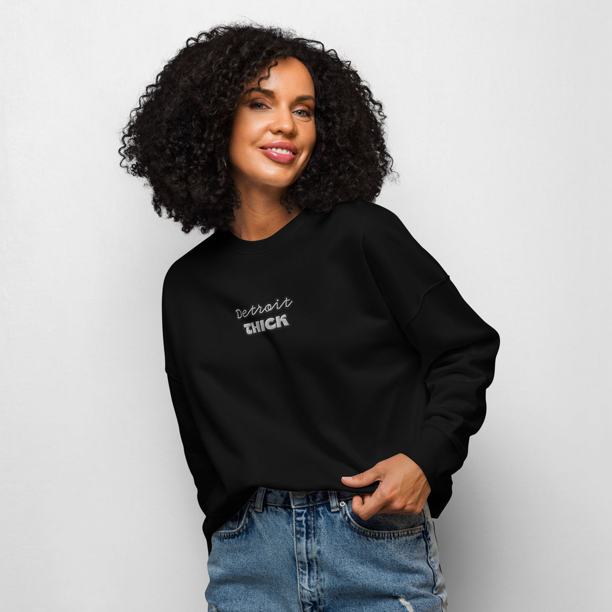 Detroit THICK Women's Organic Crew Neck Sweatshirt | Premium Detroit Apparel